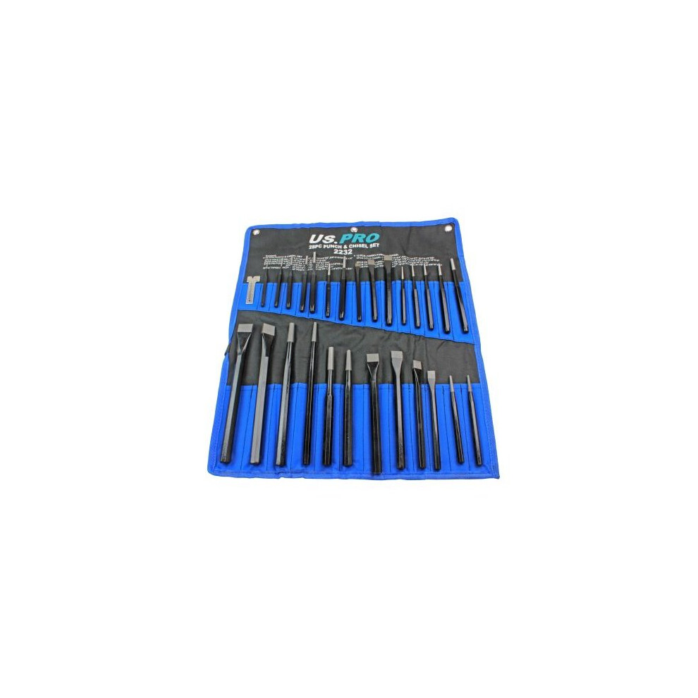 US PRO Tools 28pc Punch & Chisel Tool Set, Punches and Chisels 2232