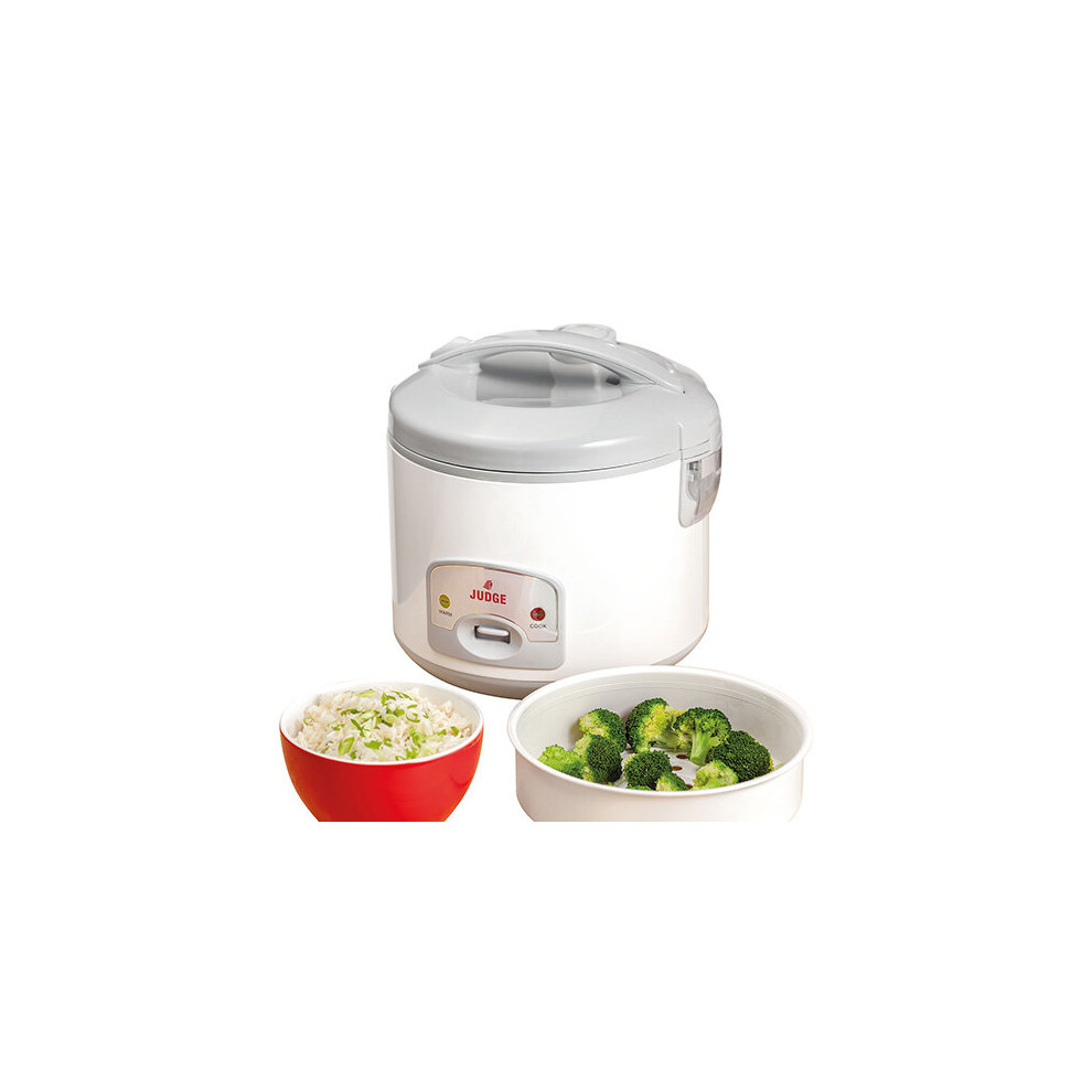 Judge Rice Cooker with Steamer - One-Touch Auto Cook, 4-10 Servings, Keeps Warm Up to 6 Hours, Includes Measuring Cup & Spatula