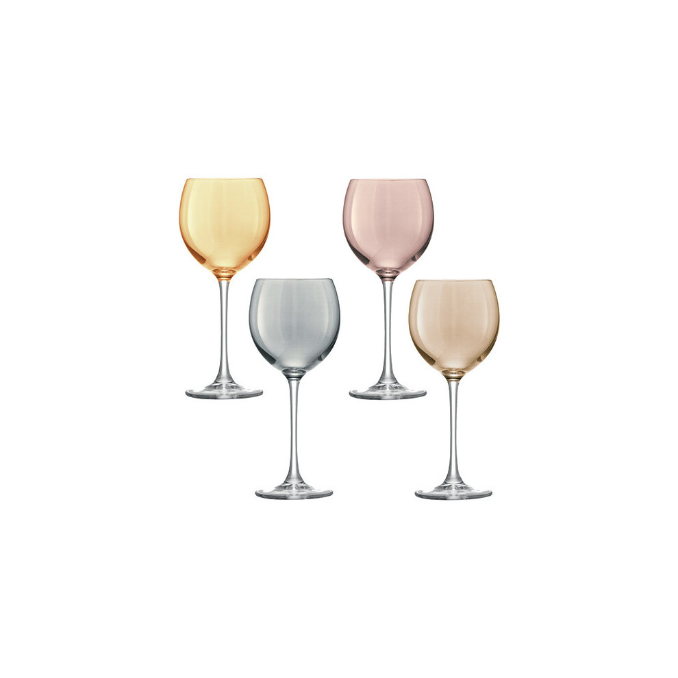 LSA International 400 ml Metallic Polka Wine Glass, Assorted (Pack of 4) 