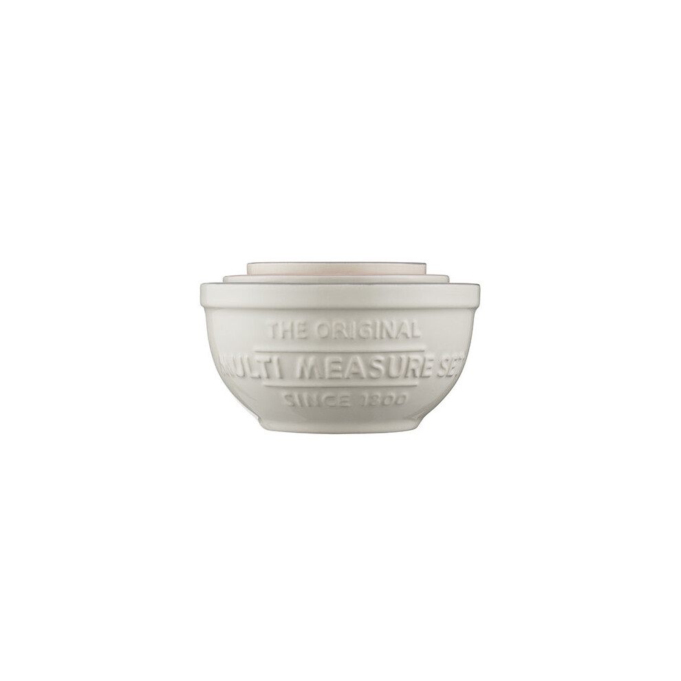 Mason Cash Innovative Kitchen Stoneware Nesting Measuring Cups, Set of 3, White / Grey / Pink