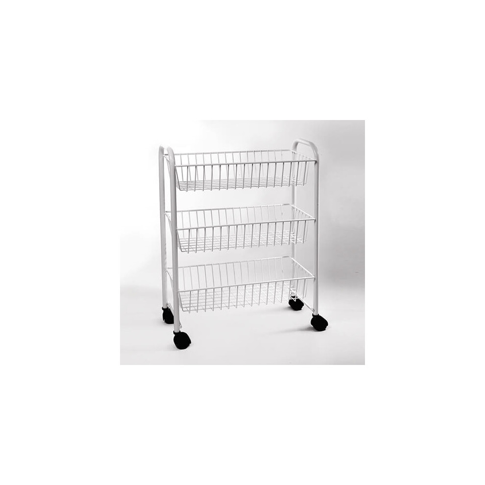 Delfinware Wireware White 3 Tier Mobile Trolley