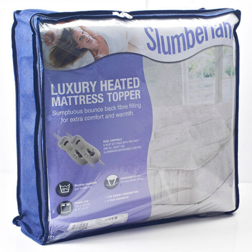 Slumberland Luxury Heated Mattress Topper Double with 2 Controls, 100 Polyester, White on OnBuy