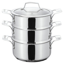 Stellar Three Tier Steamer Set, Silver, 24 cm