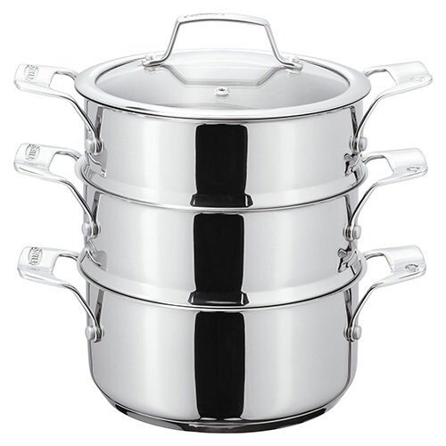 Stellar Stellar Three Tier Steamer Set, Silver, 24 cm