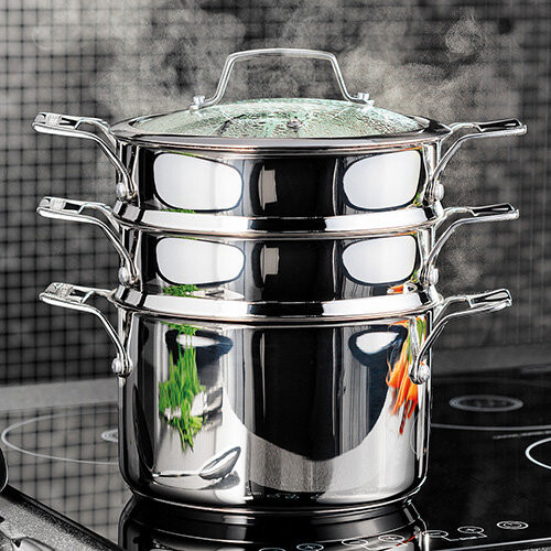 Stellar Stellar Three Tier Steamer Set, Silver, 24 cm 2