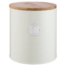 Typhoon Living Cream Cookie Storage Tin 3.4L - Airtight Bamboo Lid, Durable Colour-Coated Steel