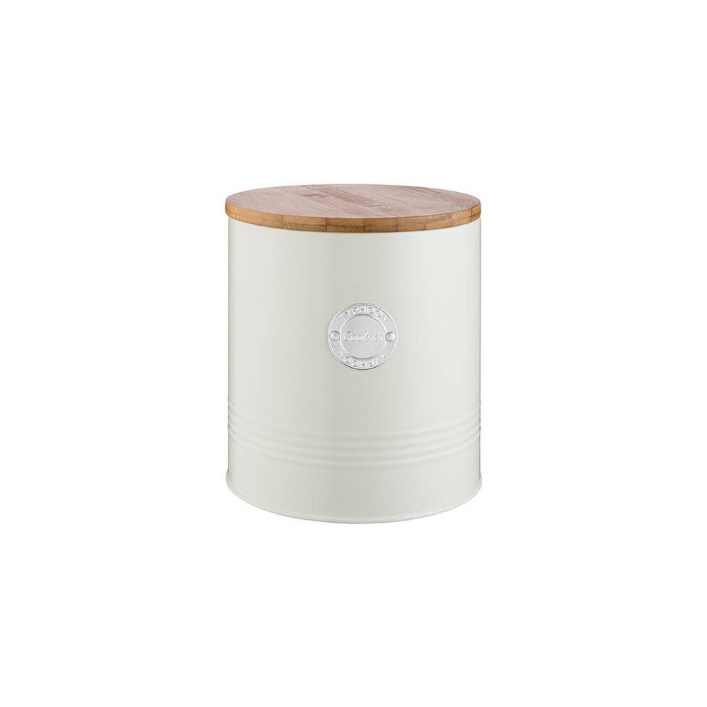 Typhoon Living Cookie Storage Tin 3.4L - Airtight Bamboo Lid, Durable Colour-Coated Steel Cream