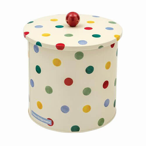 Emma Bridgewater Polka Dot Original Biscuit Barrel with Matching Lid - 17 x 21 cm Tinware for Cookies & Biscuits