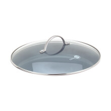 Greenpan 24 cm Tempered Glass with Stainless Steel Rim Univesal Glass Lid with Metal Handle