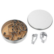 JUDGE 9 NUMBER CUTTERS AND STORAGE TIN IN STAINLESS STEE