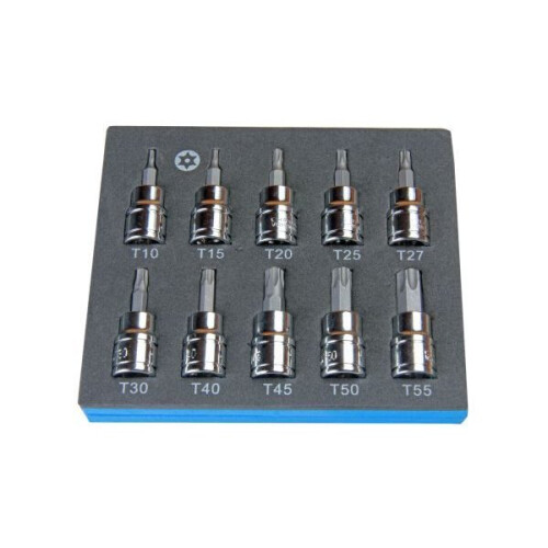 us pro US PRO 10Pc 3/8 Dr 48mm Long Tamper Proof Torx Bit Socket Set T10 - T55
