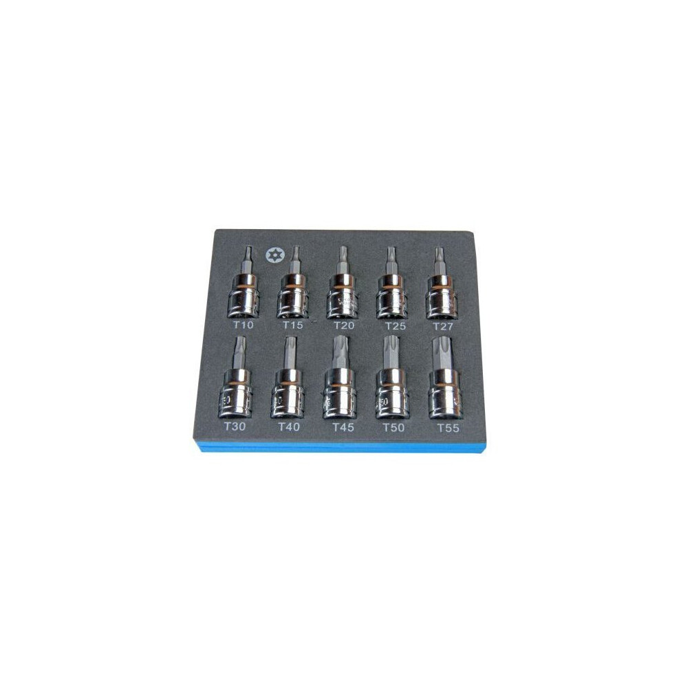 US PRO 10Pc 3/8 Dr 48mm Long Tamper Proof Torx Bit Socket Set T10 - T55