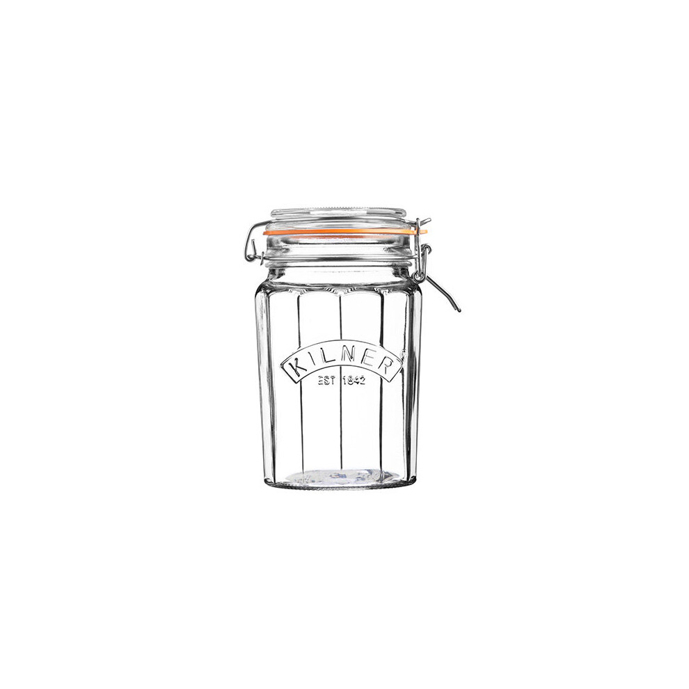 Kilner Facetted Clip Top Jar, Clear, 0.95 Litre