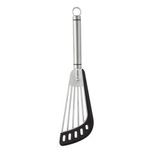 Judge Oval Handled Stainless Steel Slotted Turner with Silicone Edge. TB71