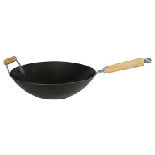 Dexam Heavy Gauge Non Stick Carbon Steel Wok with Wooden Helper Handle 34cm/14-inch