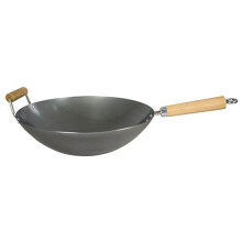 Dexam Non-Stick Carbon Steel Wok with Wood Helper Handle 34cm/14 -inch