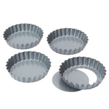 Baker's Pride 10 cm 4-inch Non Stick Loose Base Mini Quiche/ Tartlet Pans, Set of 4