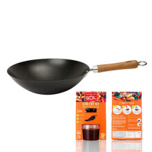 School of Wok "Wok Star" Non-Stick Carbon Steel Wok, Silver, 12-Inch
