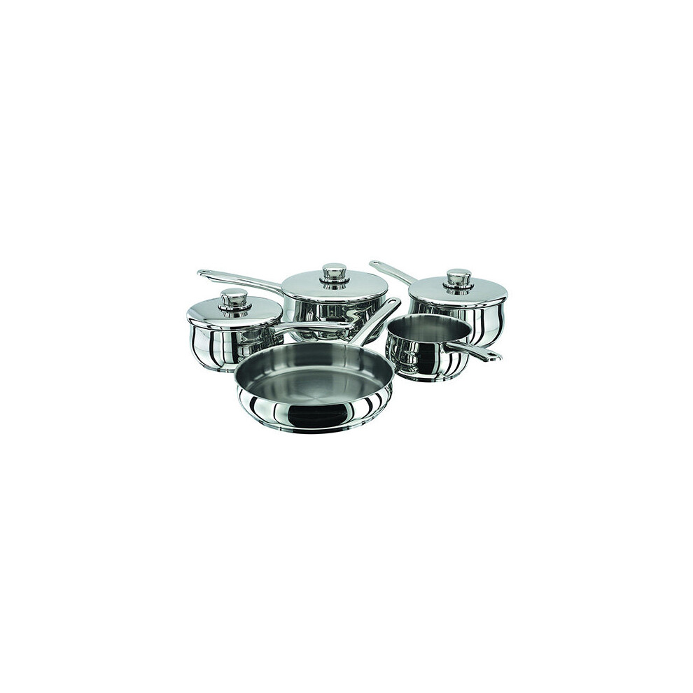 Stellar 1000 5-Piece Stainless Steel Saucepan Set with Frypan - Induction Safe, Forged Base, 18/10, Dishwasher & Oven Safe