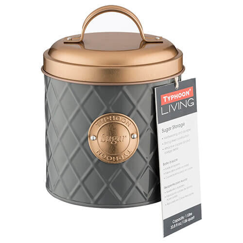 Typhoon Typhoon Living Lid Sugar Storage Tin, Grey/Copper 1
