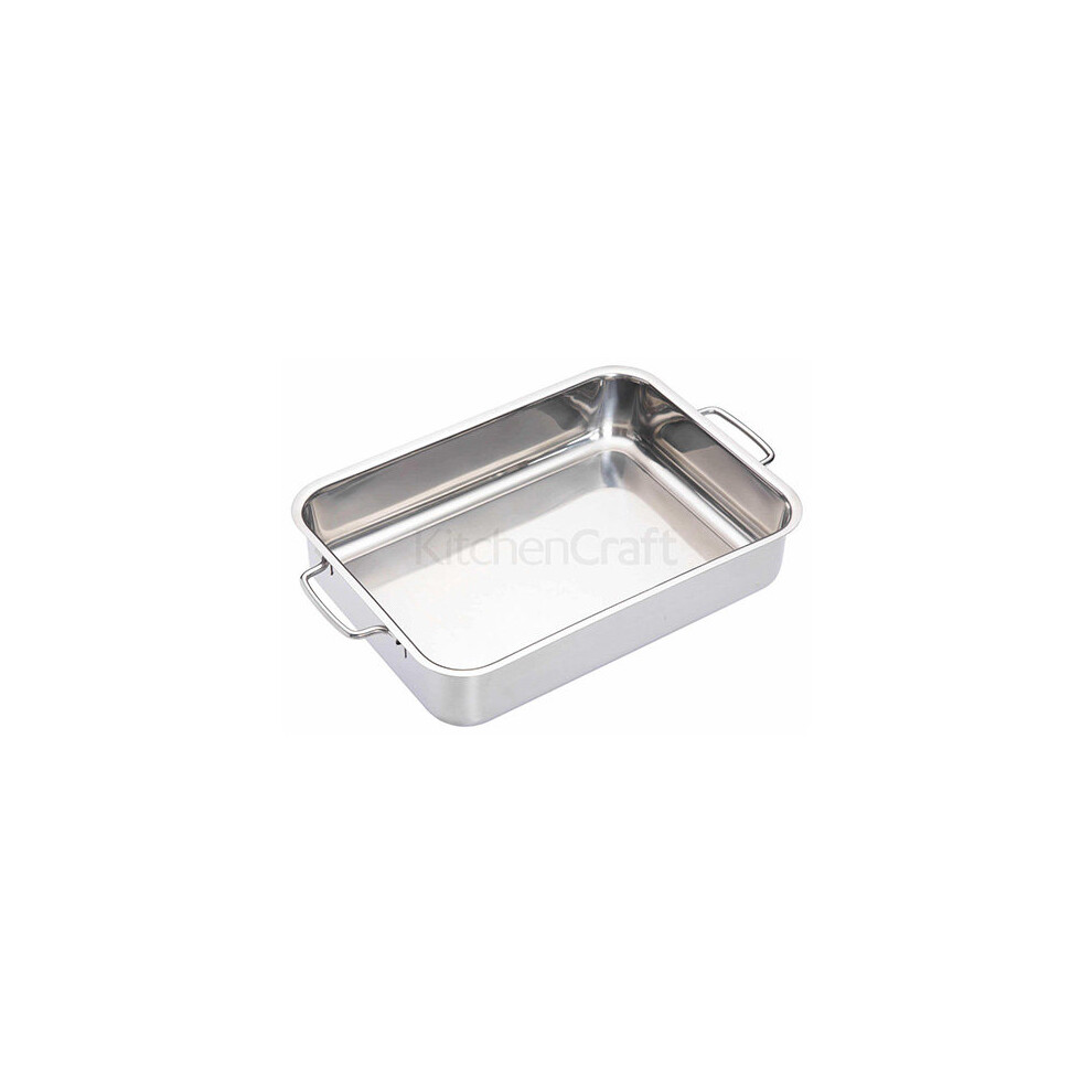 Stainless Steel Heavy Duty Deep Roasting Pan 32x23x6.5cm, Labelled