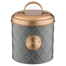 Typhoon Living Lid Sugar Storage Tin, Grey/Copper