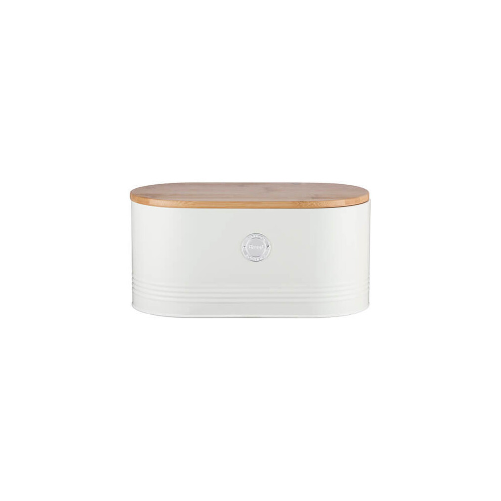 Typhoon Living Cream Bread Bin with Bamboo Lid - Airtight, Durable Colour-Coated Steel