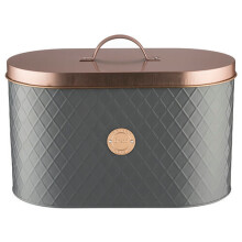 Typhoon Living Lid Bread Bin, Stainless-Steel, Grey/Copper, 34 x 18.5 x 20 cm
