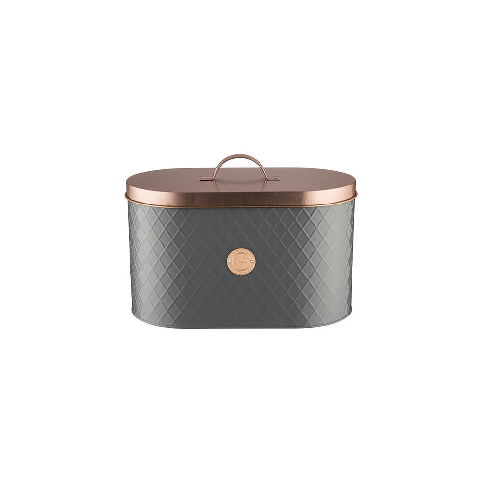 Typhoon Living Lid Bread Bin, Stainless-Steel, Grey/Copper, 34 x 18.5 x 20 cm