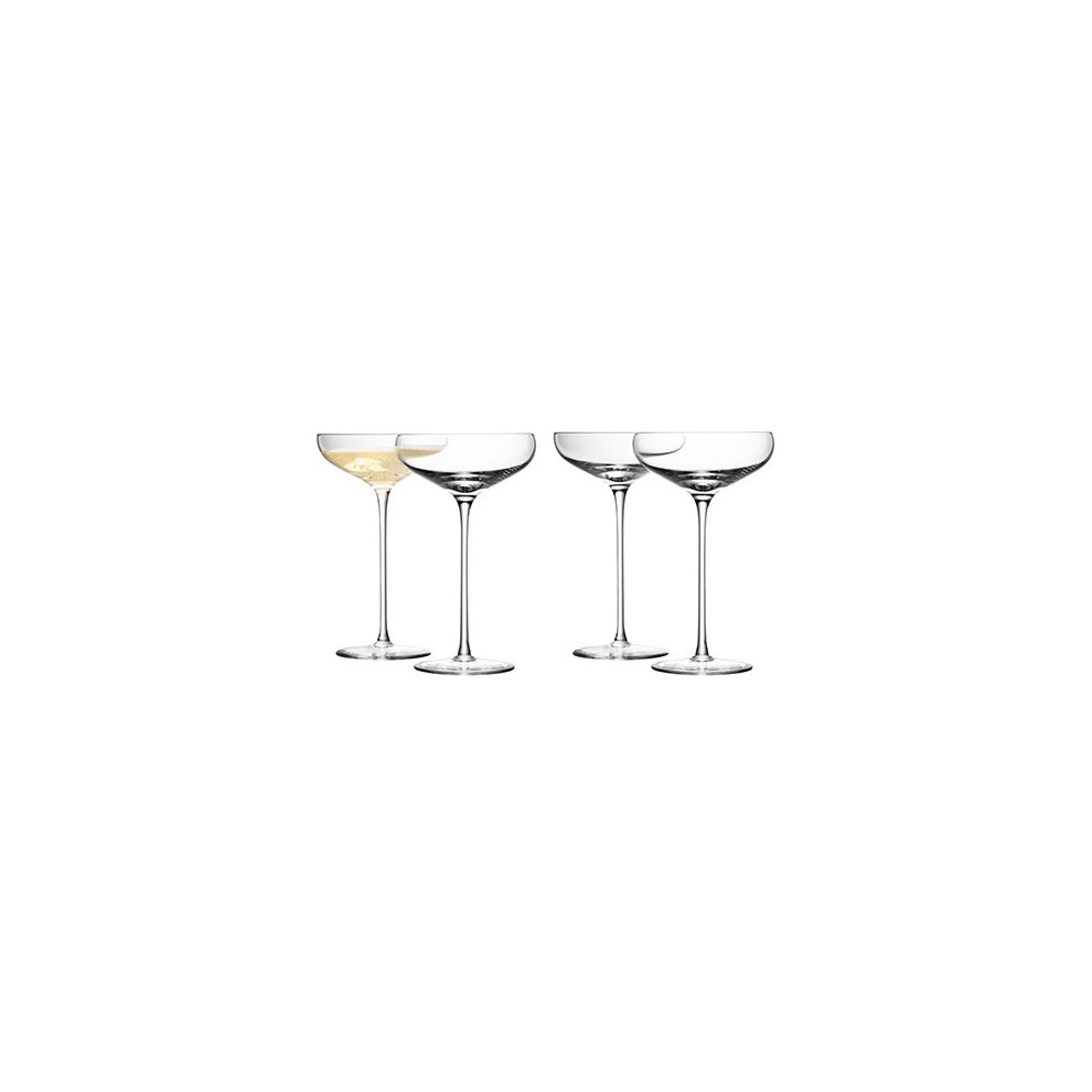 LSA Wine Collection Champagne Saucers 10.5oz / 300ml - Pack of 4 | Champagne Glasses, Champagne Coupe Saucers - Handmade Glasses from LSA