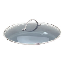 Greenpan 28 cm Tempered Glass with Stainless Steel Rim Universal Glass Lid with Metal Handle