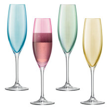 LSA International 225 ml Polka Champagne Flute, Assorted (Pack of 4)