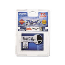 Brother TZE121 TZe Standard Adhesive Laminated Labeling Tape  3/8w  Black on Clear