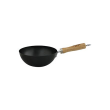 Swift 20 cm Standard Gauge Non-Stick Carbon Steel Wok with Wood Handle