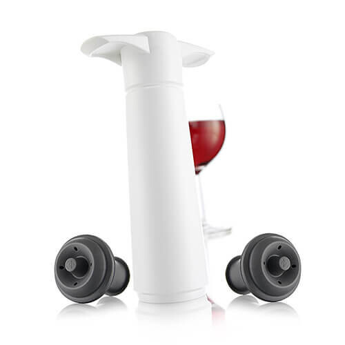 Vacu Vin Wine Saver Pump with 2 x Vacuum Bottle Stoppers - White