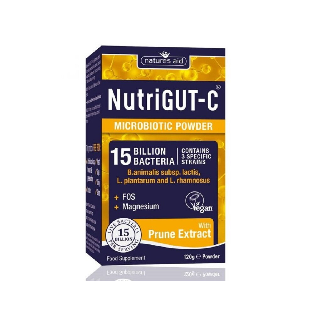 Natures Aid NutriGut-C Microbiotic Powder with Prune Extract 120g Powder