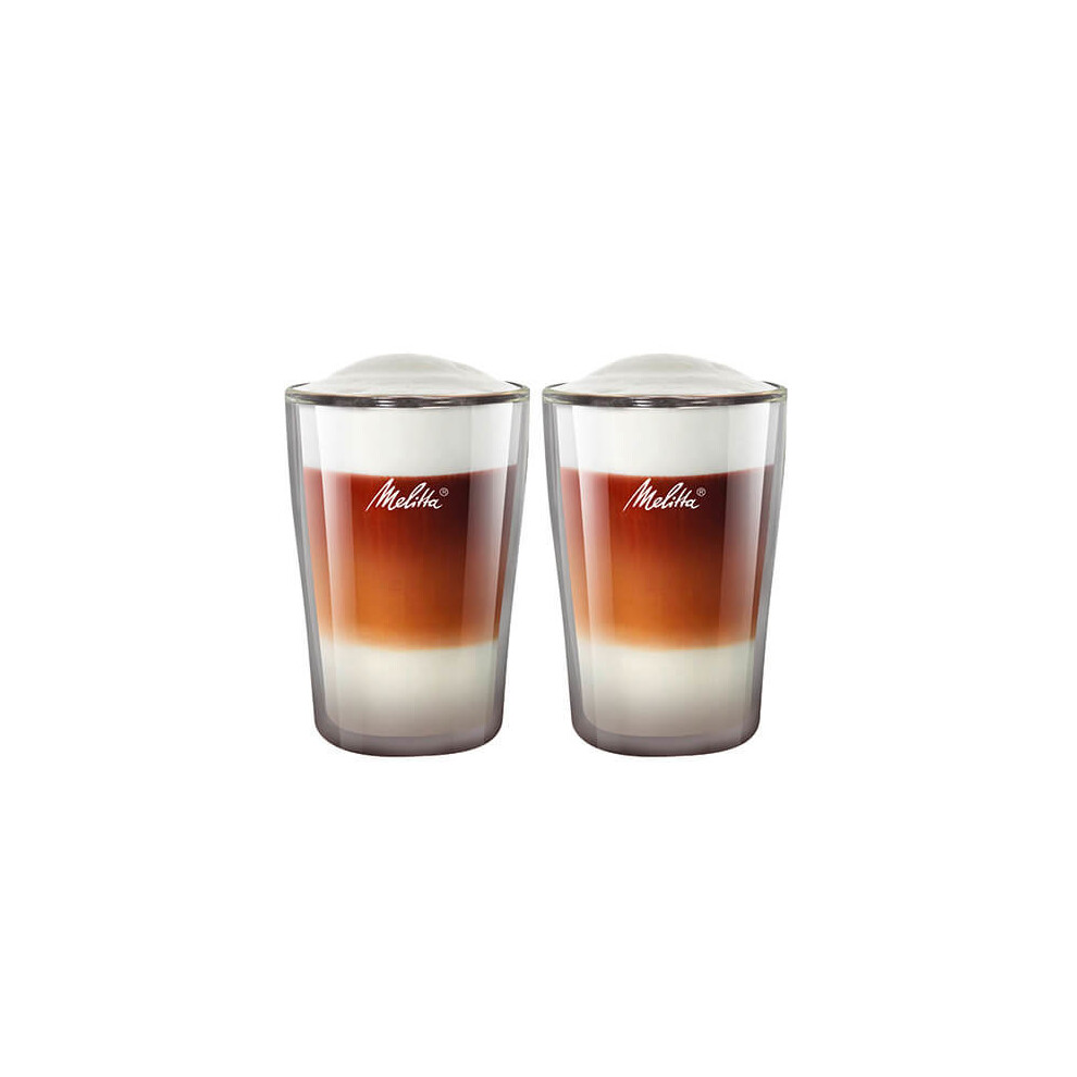 Melitta 2 Latte Macchiato Glasses 200 ml, Double-Walled Borosilicate Glass, Microwave safe, Height 13 cm