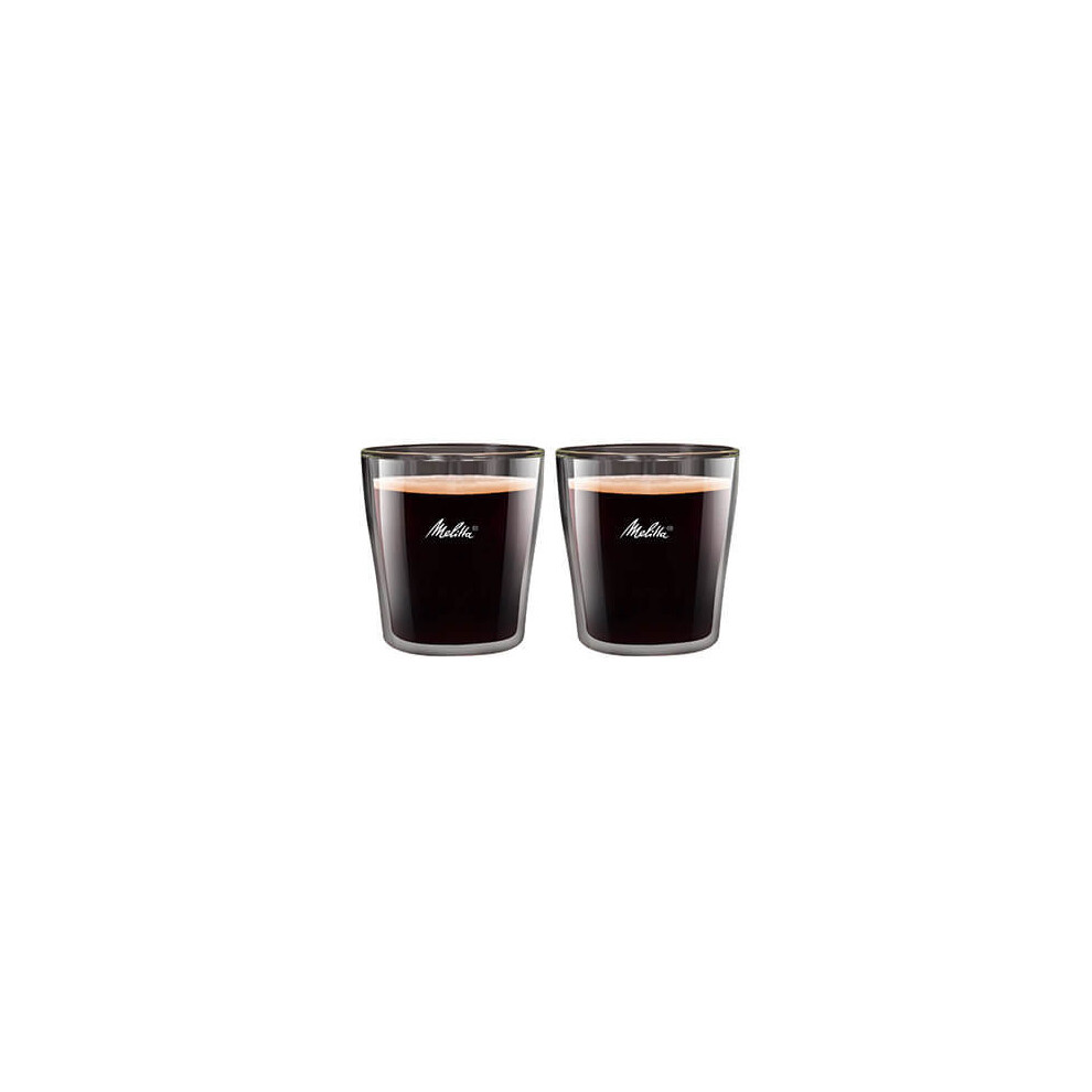 Melitta 2 Espresso Glasses 80 ml, Double-Walled Borosilicate Glass, Microwave safe, Height 9.2 cm
