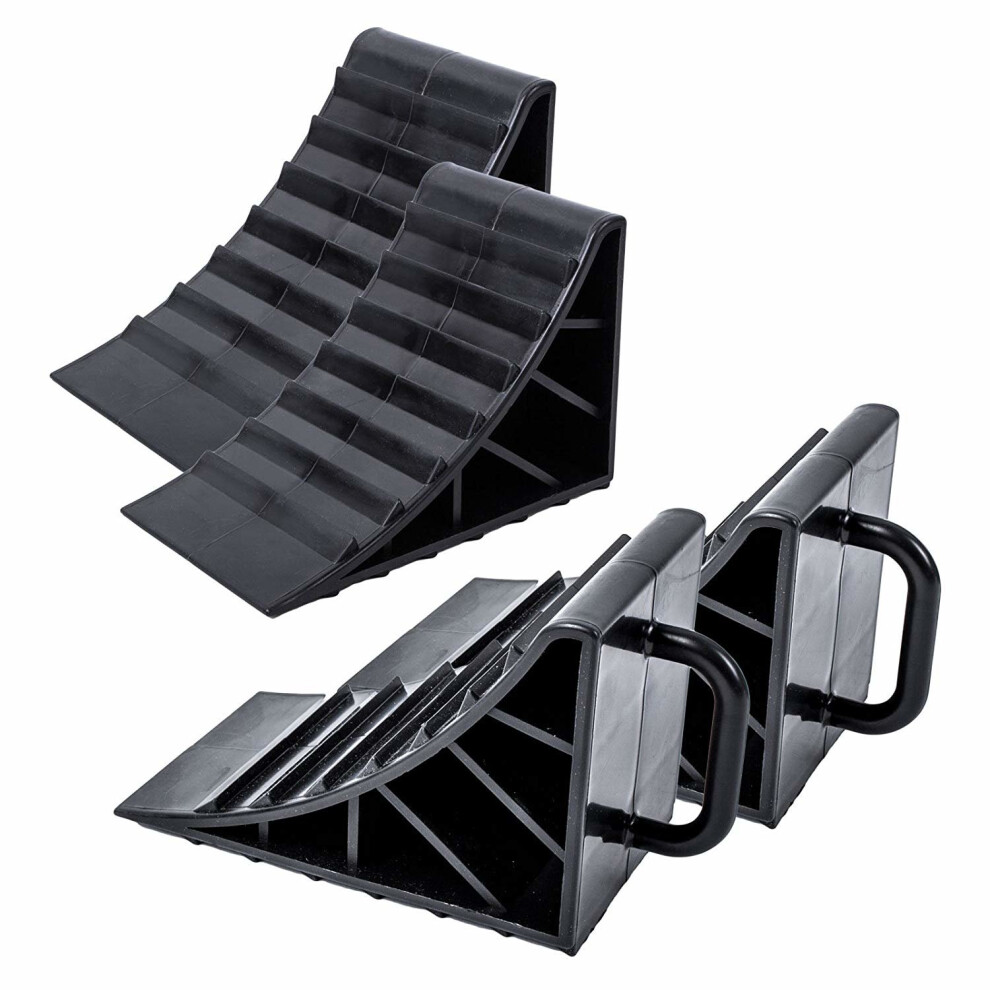 4 X Wheel Chocks With Handle Brake Wedges Caravan Trailer 5060621451204