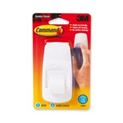 3M 3M MMM17004 Jumbo Hooks- Adhesive- 1 Hook-4 Strips- 7-.50 lb Cap.- White