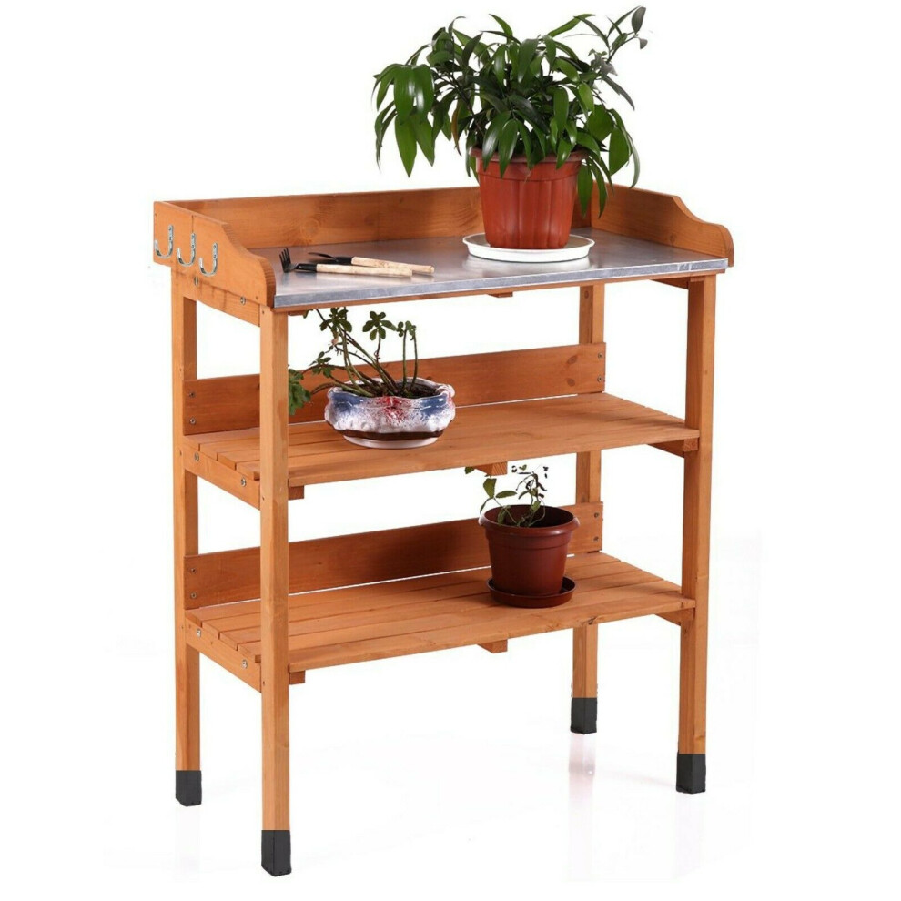GEEZY Wooden Potting Planting Table Practical Working Decorative Bench Station Flower