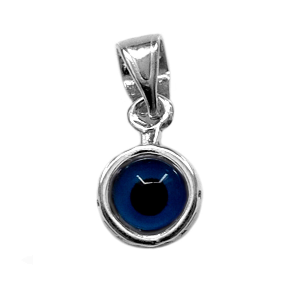 (, White) Sterling Silver Greek Key Evil Eye Pendant