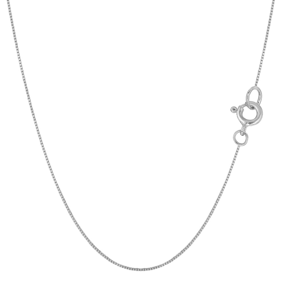 (16, White) Sterling Silver Rhodium Plated Box Chain Necklace, 0.7mm