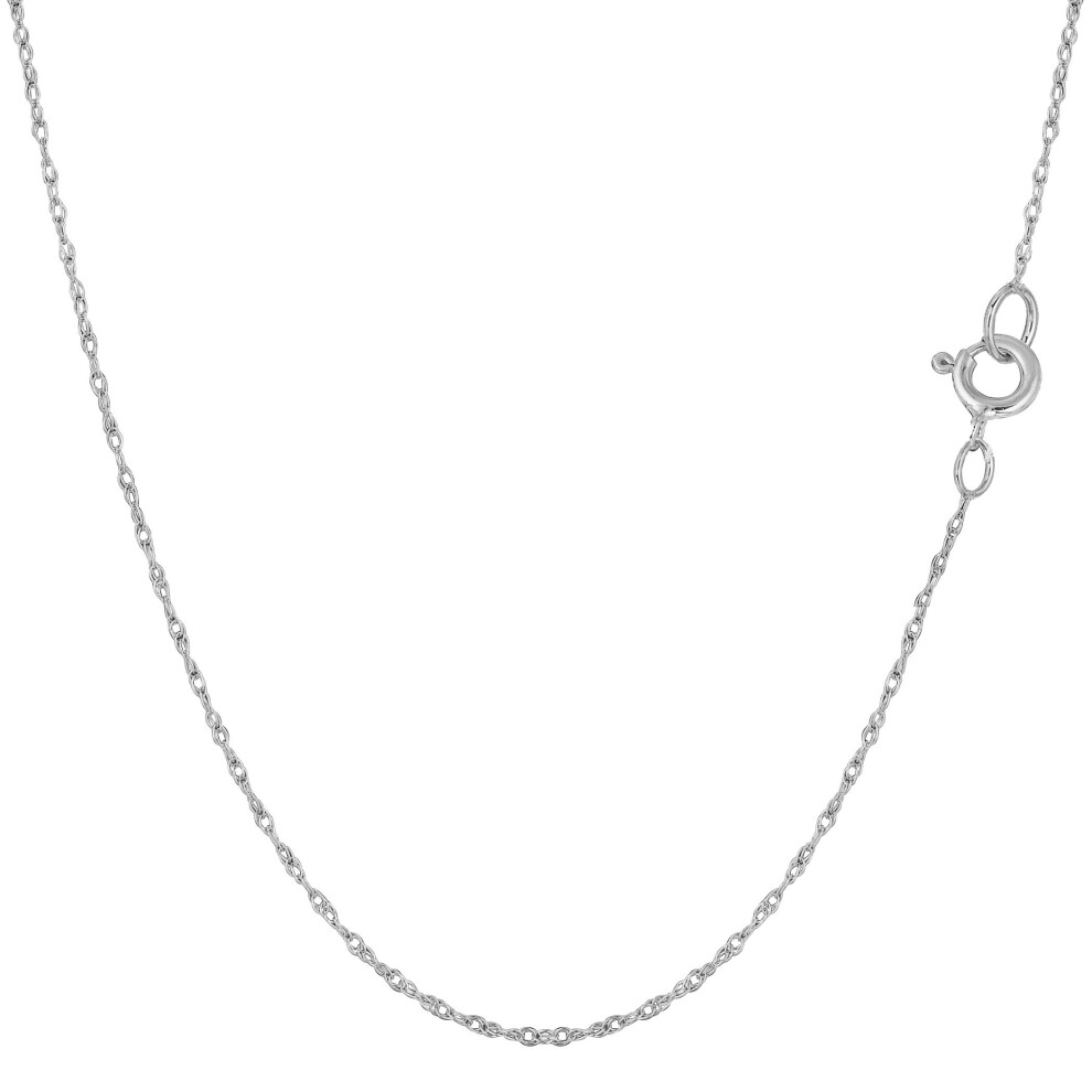 (20, White) 14k White Gold Rope Chain Necklace, 0.6mm