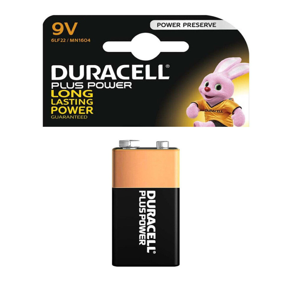 Duracell Power Plus 9V Alkaline Batteries LR61 MN1604 PP3 Battery 1 Pack