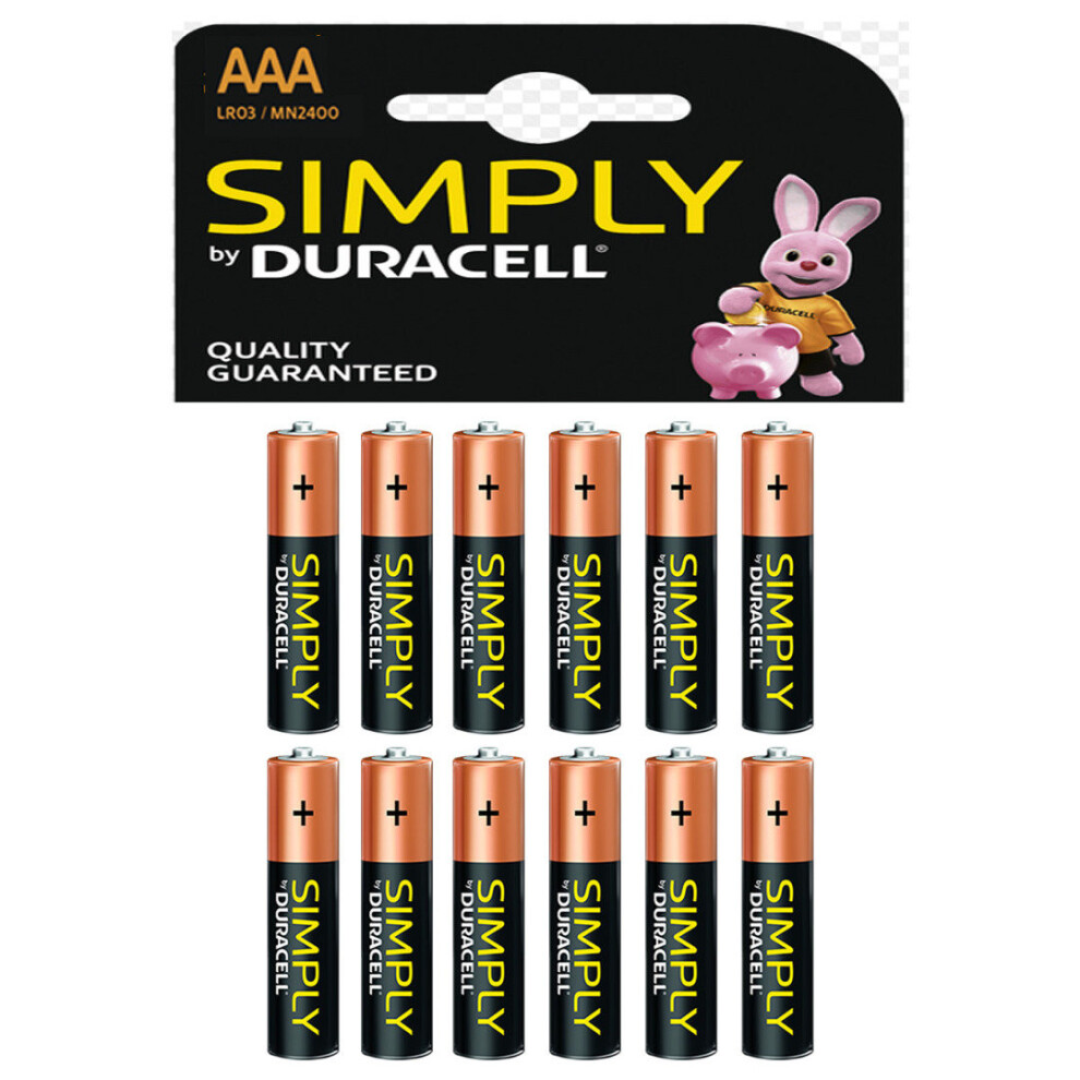 Duracell Simply AAA Alkaline Batteries LR03 MN2400 1.5V Battery 12 Pack