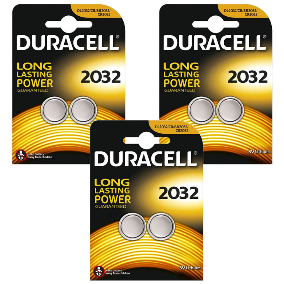 Duracell CR2032 Lithium Coin Cell Batteries 2032 DL2032 3V Battery 6 Pack