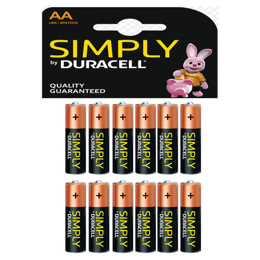 Duracell Simply AA Alkaline Batteries LR6 MN1500 1.5V Battery 12 Pack