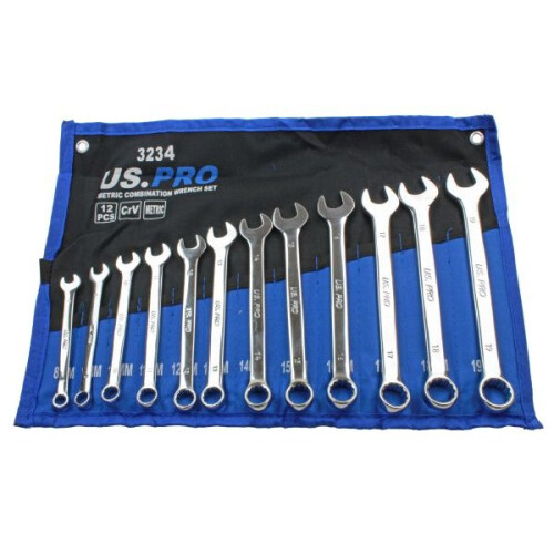 us pro US PRO Tools 12pc Combination Spanner Set Metric 8 - 19mm 3234