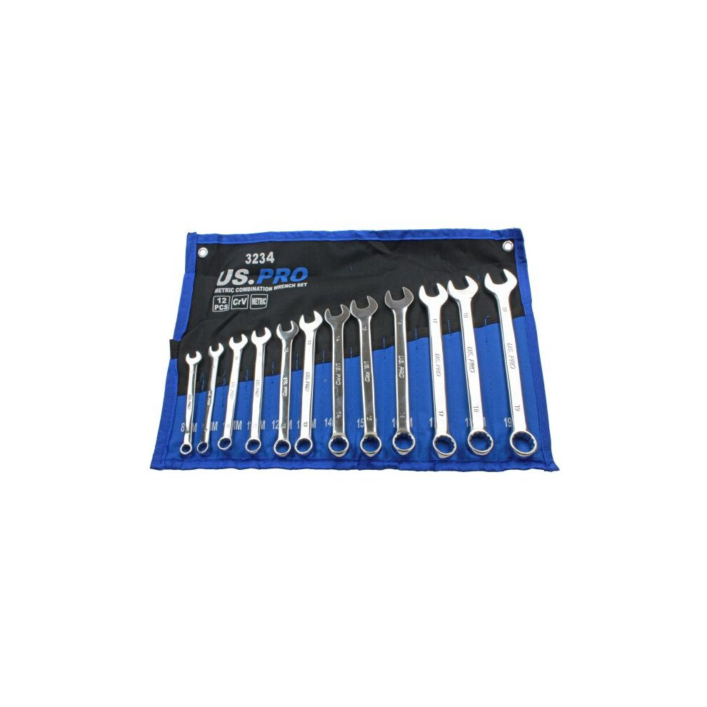 New Us Pro Tools 12Pc Combination Spanner Set Metric - 19Mm 3234 Size 8